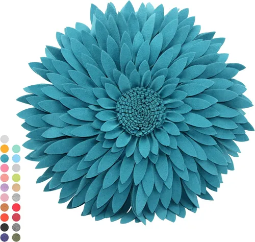 Miniatura 40 de Almohada decorativa 3D de flores de margarita, manta de girasol de 14.5 x 13 pulgadas, decoración redonda para el hogar para sofá y cama
