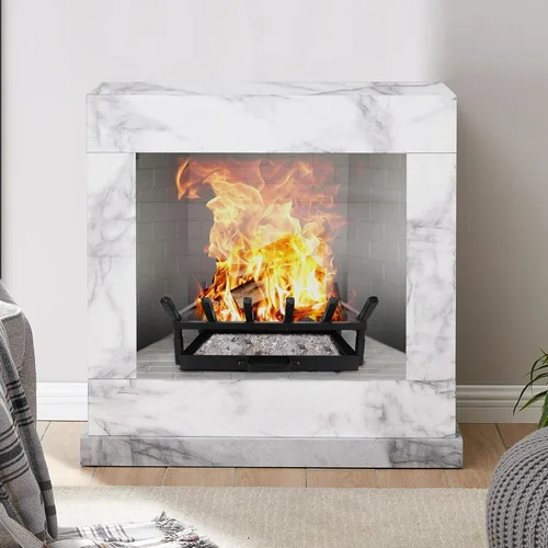 Miniatura 7 de Rejilla de Chimenea de 17 Pulgadas con Bandeja de Ceniza para Chimenea, Soporte de Troncos de Chimenea, Rejillas de Chimenea de Fácil Montaje