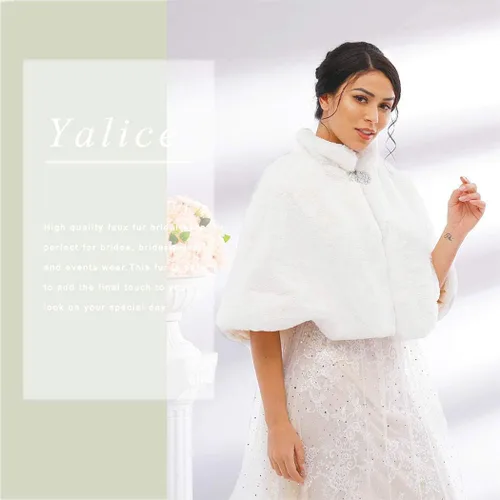 Miniatura 5 de Yalice Chal de piel sintética para mujer y dama de honor, Gris