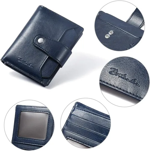 Miniatura 4 de BOSTANTEN - Billetera de cuero para mujer con bloqueo RFID, pequeña, con cremallera, de bolsillo, para tarjetas, con ventana para documento
