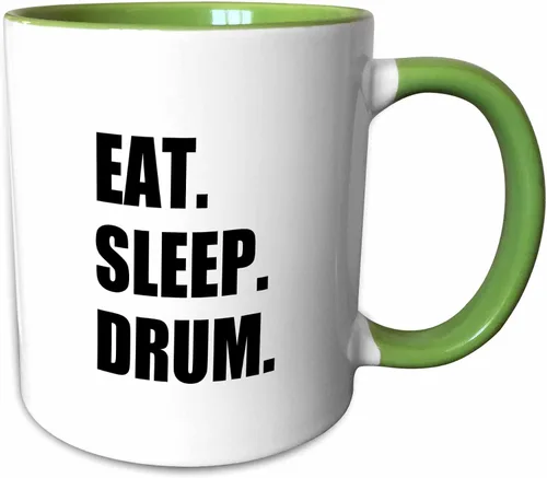 Miniatura 11 de 3dRose Eat Sleep Drum - Love Drumming. baterista percusionista texto negro regalos 11oz taza negra de dos tonos