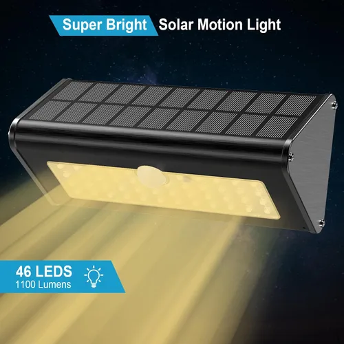 Miniatura 3 de SECUROAD Luces solares con sensor de movimiento de 1100 lúmenes para exteriores, IP65 impermeables, batería de 4500mAh, luces de pared de seguridad