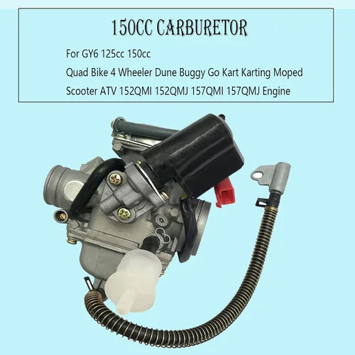 Miniatura 3 de Carburador de 150cc para motores GY6 de 4 tiempos con ahorque eléctrico para motocicleta, scooter 152QMJ 157QMI con colector de admisión