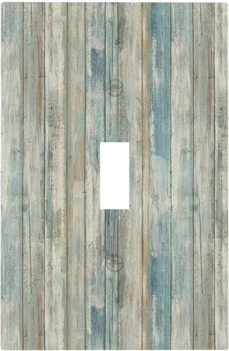 Té Madera Vintage Tablón Desgastado Grano Rústico Tabla Machihembrada Cubiertas de Interruptor de Luz de Palanca Simple Decorativas 1 Gang Placas de