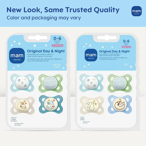 Miniatura 2 de MAM Chupetes Originales de Día y Noche, Chupete Binky de 0 a 6 Meses, Silicona Sin BPA, Brilla en la Oscuridad, Mejor para Bebés Recién Nacidos