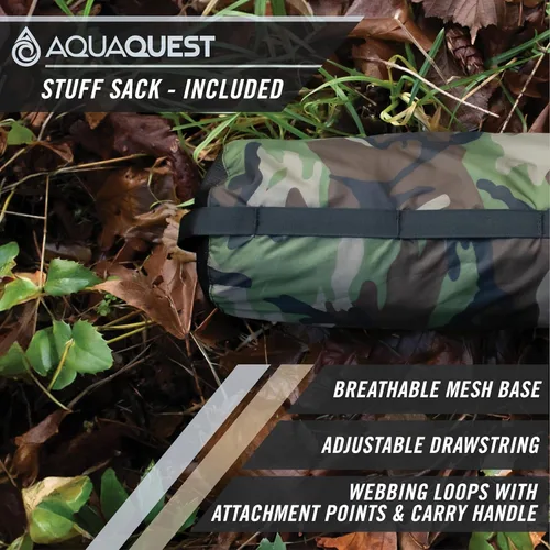 Miniatura 4 de AquaQuest Defender - Lona resistente impermeable (20,000 mm) con costuras selladas para camping, bushcraft y supervivencia Camuflaje del bosque