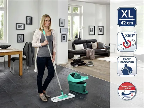 Miniatura 3 de Leifheit Floor Cleaning Profi XL - Juego de trapeador y cubeta - Trapeador de microfibra de 16.5 in para suelos grandes con junta de 360°, sistema