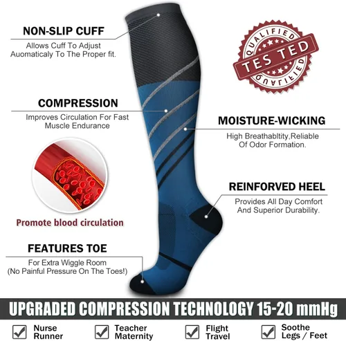 Miniatura 206 de 6 Pack Copper Compression Socks for Women and Men Circulation-Best Support for Medical, Running,Nursing,Athletic