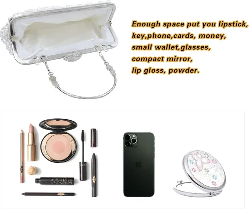 Miniatura 4 de TOPFIVE - Bolso de mano con cuentas de perlas para mujer para boda fiesta cóctel fiesta