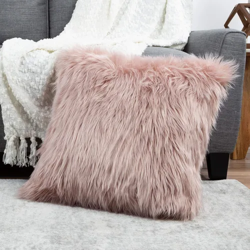 Lavish Home - Juego de 22 almohadas de felpa cuadradas de lujo y fundas de almohada glamorosas para dormitorio o sala de estar (rosa)