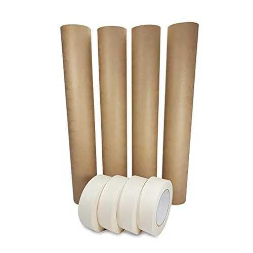 Miniatura 14 de IDL Packaging Juego de papel de enmascaramiento y cinta, papel marrón de 18 pulgadas x 60 yardas (6 rollos) y cinta blanca de 1.41 pulgadas x 60