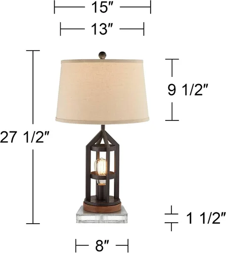 Miniatura 18 de Franklin Iron Works Lucas - Juego de 2 lámparas de mesa occidentales de 26 pulgadas de alto con puerto de carga USB y luz nocturna, pantalla LED