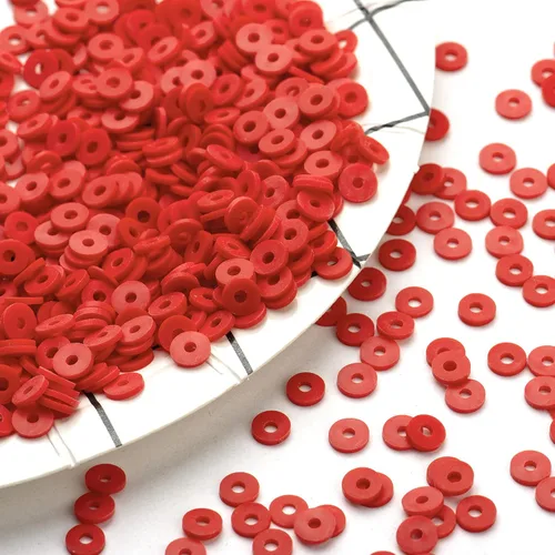 Miniatura 4 de Cuentas de arcilla polimérica roja, cuentas Heishi de 0.236 in para joyería, pulseras, collares, 1000 unidades Rojo