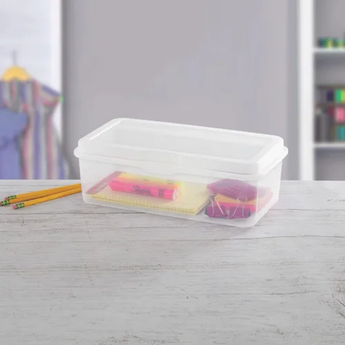 Miniatura 5 de Sterilite Paquete de 6 Cajas de Almacenamiento Rectangulares Grandes con Tapa Abatible, de Plástico Transparente con Tapa con Bisagras - Organizador