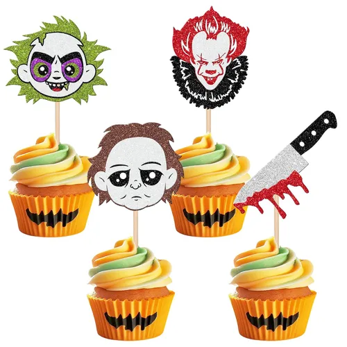 Miniatura 37 de 30 piezas de adornos para cupcakes con purpurina – Púas de cupcakes de Halloween para niños, cumpleaños, festival, fiesta, decoración de pasteles