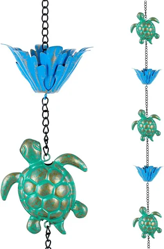 Miniatura 9 de Cadena de lluvia de 10.2 pies para exterior, cadena de lluvia de loto con 16 copas, cadena de captura de lluvia ajustable para exteriores, bajante