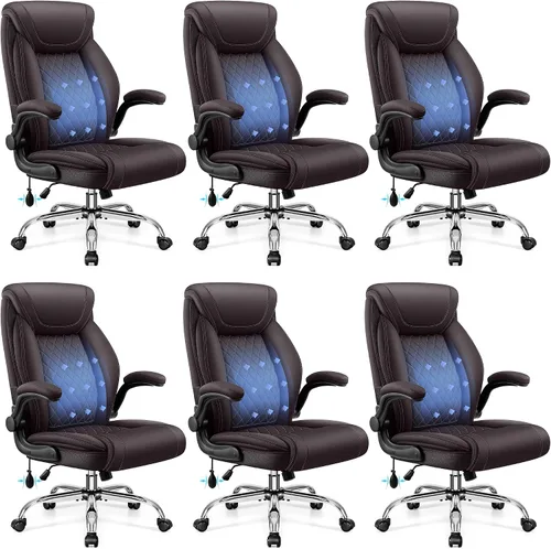 Miniatura 20 de Silla de oficina, silla de escritorio ergonómica grande y alta, silla ejecutiva de cuero para computadora con soporte lumbar ajustable, cómoda silla