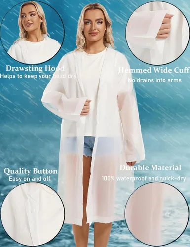 Miniatura 156 de 2 abrigos de lluvia de Borogo para adultos, chaquetas de lluvia reutilizables para hombres y mujeres
