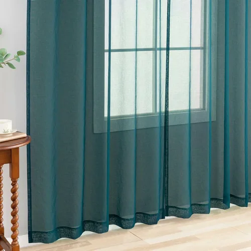 Miniatura 125 de Cortinas para ventana cortinas blancas traslúcidas de 90 pulgadas de largo, 2 paneles de cortinas de tul, paneles de ventana para cortinas de Blanco