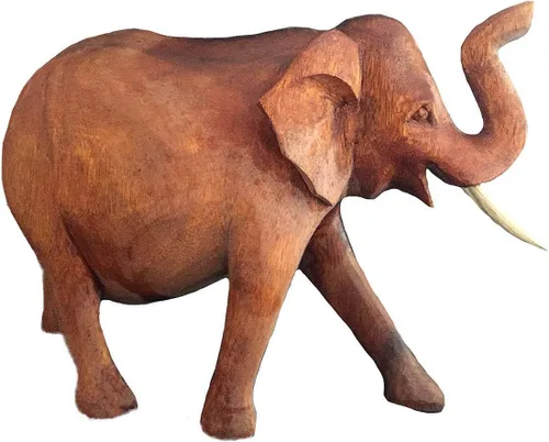 Miniatura 4 de OMA Estatua de elefante de madera maciza tallada a mano con tronco de la suerte, figura de elefante para decoración del hogar (grande)