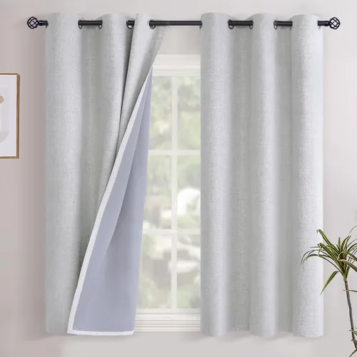 Miniatura 17 de YoungsTex - Cortinas opacas de lino para dormitorio, oscurecimiento de la habitación, cortinas con textura de lino, paneles con aislamiento térmico