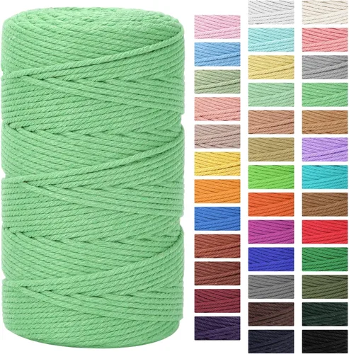 Miniatura 25 de Cordón de macramé de 0.118 in x 328 yardas Cuerda de macramé 100% algodón natural Cuerda de algodón trenzado de 4 hebras para manualidades, Gris