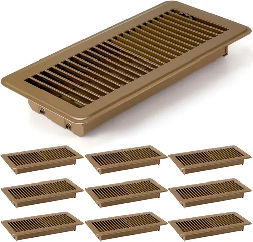 Miniatura 17 de Retisee 4 cubiertas de ventilación de registro de piso de 4 x 12 pulgadas, rejillas de ventilación de piso de acero resistente con flujo de aire