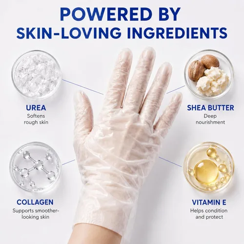 Miniatura 4 de Máscara de mano – Guantes hidratantes de colágeno, reparar máscaras de manos de 10 minutos o durante la noche con manteca de karité y vitamina E