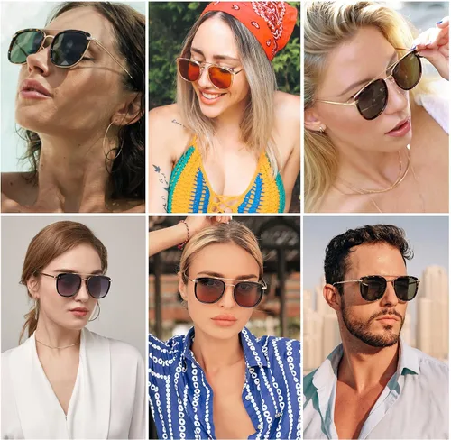 Miniatura 2 de SOJOS Gafas de sol polarizadas cuadradas estilo aviador retro para mujeres y hombres, gafas de sol vintage para mujer, UV400 SJ2180