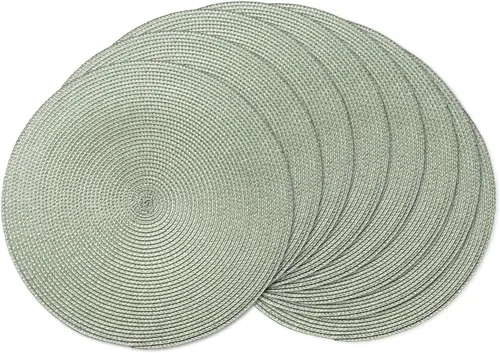 Miniatura 12 de AHHFSMEI Juego de 6 manteles individuales redondos trenzados de 15 pulgadas para mesas de comedor, tejido natural, resistentes al calor, color azul