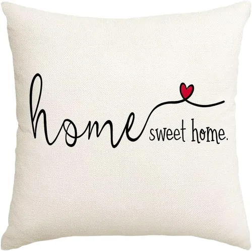 Miniatura 10 de RABUSOFA Home Sweet Home - Fundas de almohada con citas, 18 x 18 pulgadas, decoración de granja, corazón rojo, funda de cojín decorativa para sofá