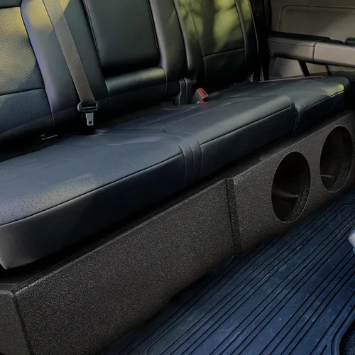 Miniatura 4 de Q Power Caja de subwoofer frontal doble de 8 pulgadas para debajo del asiento, subcaja Q-Bomb con puerto compatible con Chevy Silverado Crew Cab