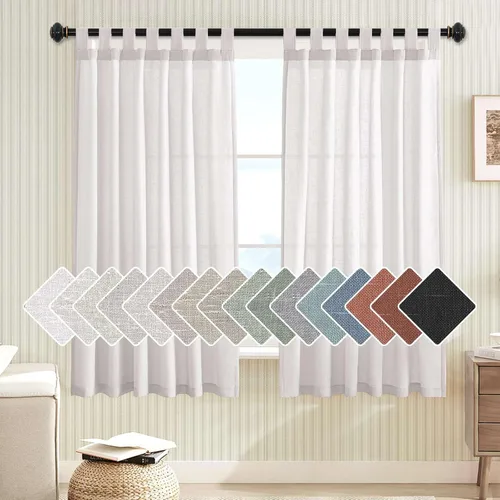Miniatura 15 de H.VERSAILTEX Cortinas aireadas mezcladas de lino natural con pestaña superior para sala de estar, decoración del hogar, material suave y rico que