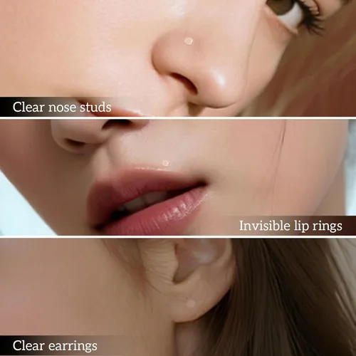 Miniatura 4 de Aretes transparentes/piercing de labio transparente de 0.236 pulgadas, 0.315 pulgadas, 0.394 pulgadas, aretes suaves de calibre 16, invisibles