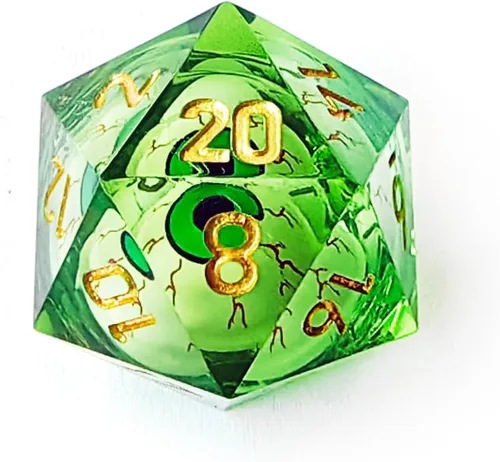 Miniatura 11 de BESCON - Juego de dados poliédricos con núcleo líquido con bordes afilados, dados poliédricos con borde de afeitar con globo ocular rodante