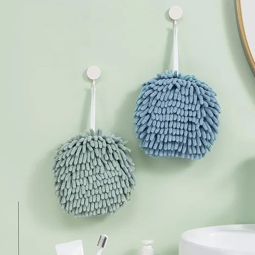 Miniatura 4 de Paquete de 4 toallas de mano de chenilla para baño, secado rápido, toalla de baño de manos con bucles para colgar, microfibra absorbente para secado
