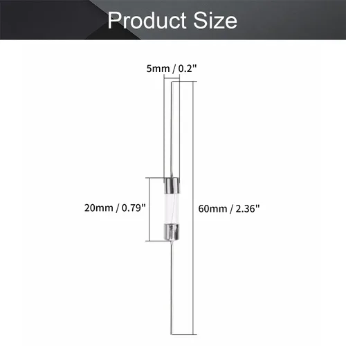 Miniatura 3 de Fielect Fusibles de tubo de vidrio axiales con cable de plomo de soplado lento de 0.197x0.787 in 2A 250V fusibles de retardo de tiempo