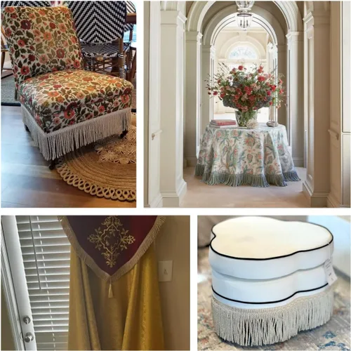 Miniatura 5 de Borde de flecos dorados con flecos para costura, manualidades, pantalla de lámpara, almohada, cortina, disfraz, vestido de baile latino y decoración