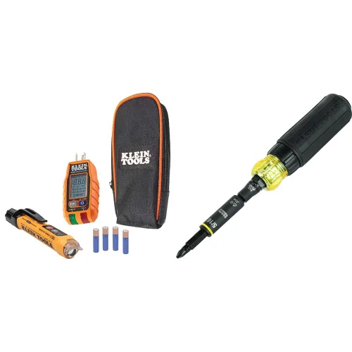 Klein Tools Kit de prueba eléctrica con probador GFCI, detector de voltaje y destornillador de trinquete 11 en 1