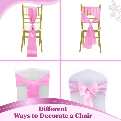 Miniatura 52 de mds - Lote de 10 lazos de satén para sillas de boda y eventos, para decoración de fiestas, 30 colores, Satin, 10 Verde oliva
