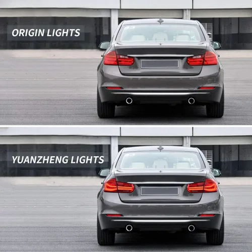 Miniatura 7 de YUANZHENG Luces traseras secuenciales LED para [BMW F30 F80 320i 328i 335i Sedan 6ª generación 2013 2014 2015 2016 2017 2018] con DRL de fibra Rojo