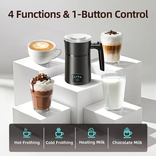 Miniatura 2 de Espumador de Leche, Vaporizador Eléctrico 4 en 1, Fabricante de Espuma Caliente y Fría, Espumado Rápido en 1 Minuto, Calentador de Leche de 11.8