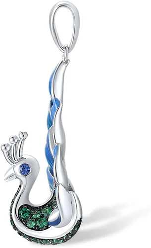 Miniatura 2 de Santuzza Colgante de plata de ley 925 esmaltado pavo real para mujer
