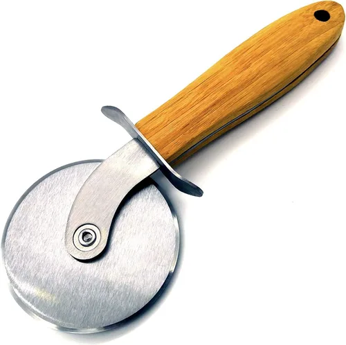 Cortador de pizza, rueda cortadora de pizza, cortador de pizza de acero inoxidable de calidad, cortador de pizza con mango antideslizante de madera,