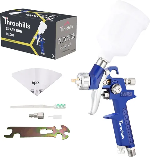 Pistola Pulverizadora de Pintura para Uso General con Boquilla de 0.8mm y Taza de 125cc con 6 Filtros para Pintura