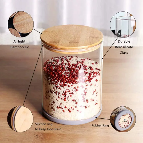 Miniatura 3 de Recipiente grande de vidrio para almacenamiento de alimentos, recipiente de alimentos de vidrio de 100 onzas líquidas (101.4 fl oz) con tapas