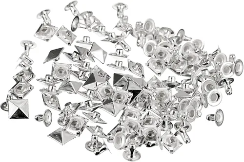 Miniatura 9 de uxcell Juego de 60 remaches de punta para ropa, 0.315 in, remaches rápidos de pirámide, clavos cuadrados punk, de cobre, para decoraciones de Tono