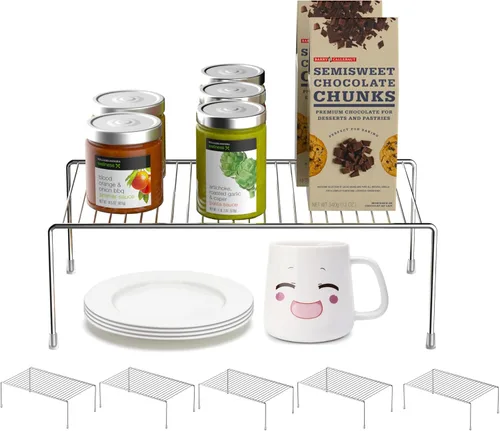 Miniatura 11 de Redrubbit Estante de almacenamiento grande (15.7 x 9.4 pulgadas), juego de 6, inoxidable, minimalista, blanco, acero metálico, 6 estantes, cocina