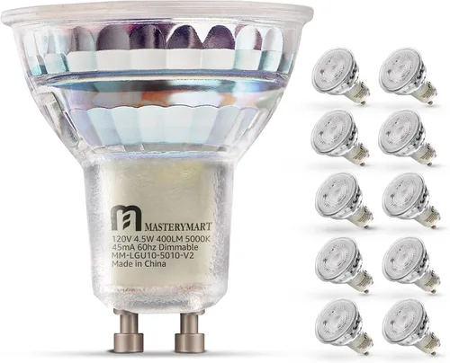 Miniatura 12 de MASTERY MART Bombillas LED GU10 de 4.5 W, certificación UL, certificado Energy Star, 5000 K blanco suave, regulable, 18 unidades (paquete de 1)