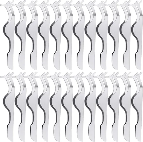 Miniatura 8 de 24 piezas de herramienta aplicadora de pestañas postizas, pinzas de extensión de pestañas de acero inoxidable, pinzas removedoras de clip, pinzas